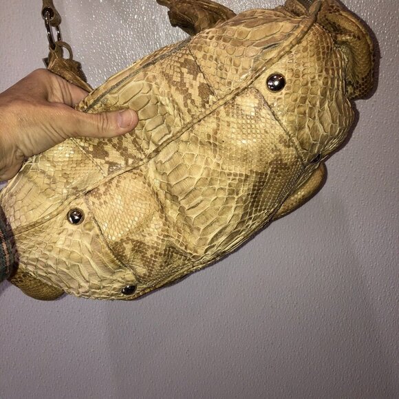 PRADA Limited Edition Tan Beige Python Snakeskin Leather Hobo Bag Purse Handbag - Picture 9 of 16